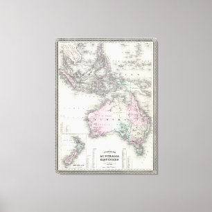 Impressão Em Tela Vintage Austrália & mapa do sudeste de Ásia (187