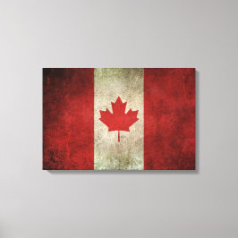 Impressão Em Tela Vintage - Bandeira em apuros do Canadá