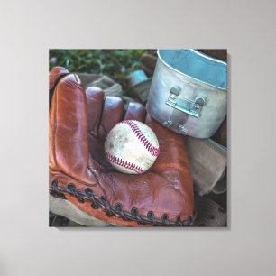 Impressão Em Tela Vintage Baseball Mit e Ball Baseball Glove Amer