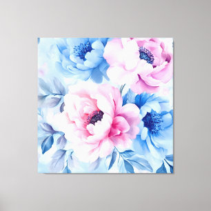 Impressão Em Tela Vintage Bloom Pastel Petals Watercolor