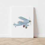 Impressão Em Tela Vintage Blue Watercolor Biplane<br><div class="desc">This vintage watercolor biplane print is a beautiful way to decorate your nursery,  kids room,  or any travel-themed space.</div>