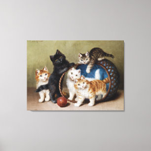 Impressão Em Tela Vintage Cats Kittens Sophie Sperlich A Bola Vermel