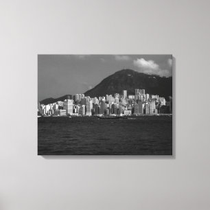 Impressão Em Tela Vintage China - Arranha-céus da baía de Hong Kong