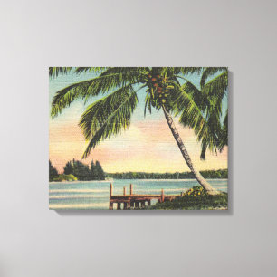Impressão Em Tela Vintage Coconut Palms Tropical Breeze Sunset