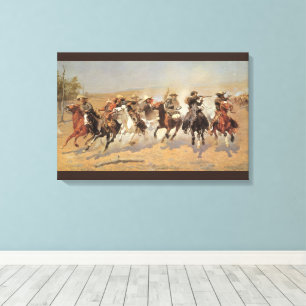 Impressão Em Tela Vintage Cowboys, A Dash For Timber de Remington