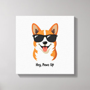 Impressão Em Tela Vintage Ei, Patas para Cima Corgi com Óculos de So