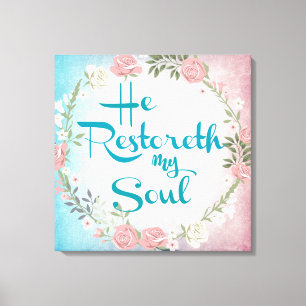 Impressão Em Tela Vintage ele Restoreth meu verso da bíblia da alma