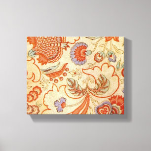Impressão Em Tela Vintage Floral Francês Chintz Antiquado Terracota