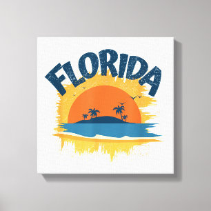 Impressão Em Tela Vintage Florida Retro Tee Design Sunshine