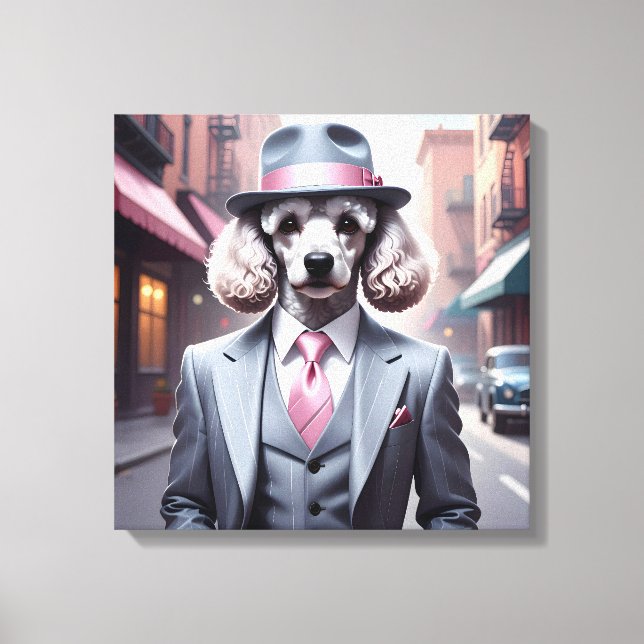 Impressão Em Tela Vintage Gangster Poodle (Frente)