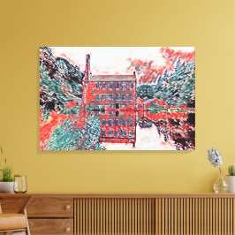 Impressão Em Tela Vintage Gibson Mill Red Impressionist Sketch