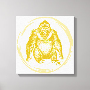 Impressão Em Tela Vintage Gorilla