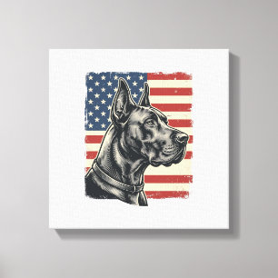 Impressão Em Tela Vintage Great Dane Bandeira Patriótica Vector Desi