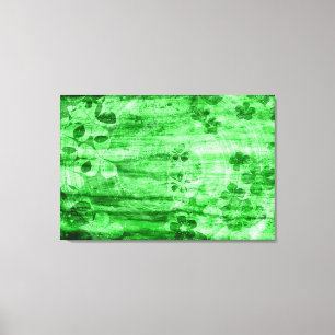 Impressão Em Tela Vintage Green Flower Wood Art