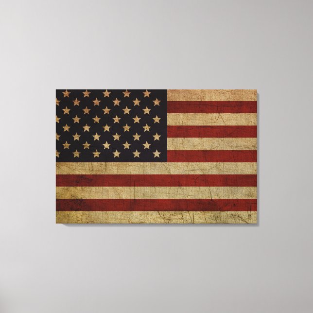 Impressão Em Tela Vintage Grunge American Flag (Frente)
