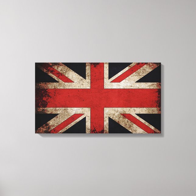 Impressão Em Tela Vintage Grunge UK Flag (Frente)