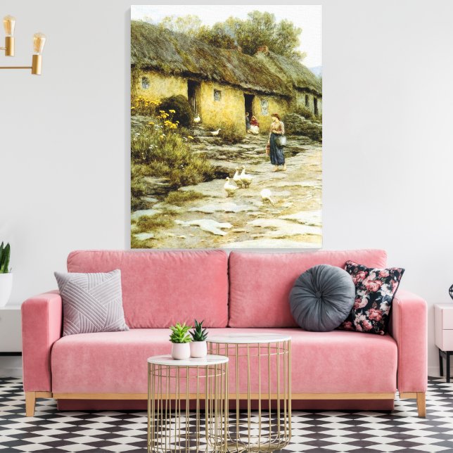 Impressão Em Tela Vintage Helen Allingham Irish Cottage (Insitu(Sala de estar))