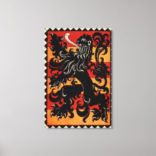Impressão Em Tela Vintage Heraldic Lion (Bélgica)