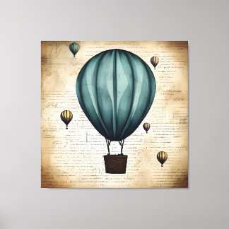 Impressão Em Tela Vintage Hot Air Balloon Design, Pencil Sketch
