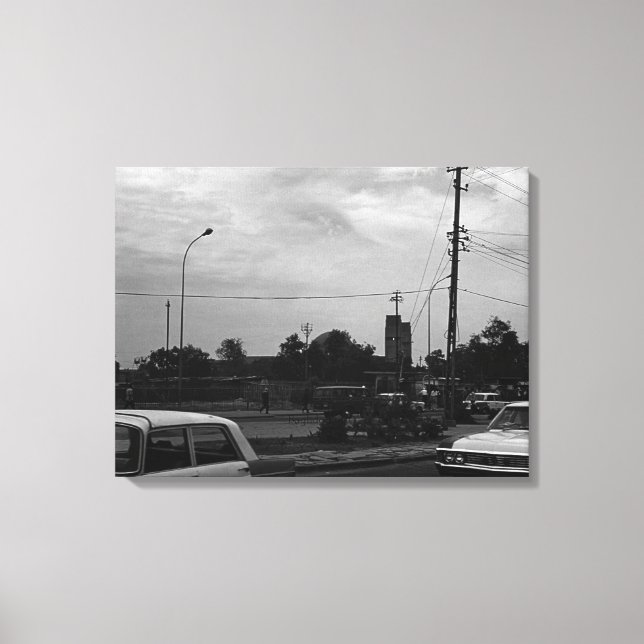 Impressão Em Tela Vintage Iraque Baghdad Rua taxis (Frente)