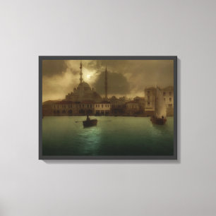 Impressão Em Tela Vintage Istambul na luz de lua - pintura