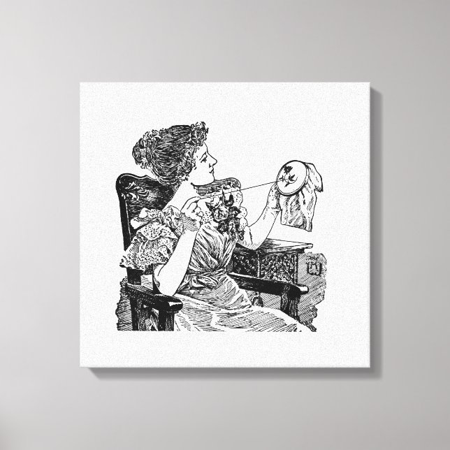 Impressão Em Tela Vintage Lady Embroidery (Frente)