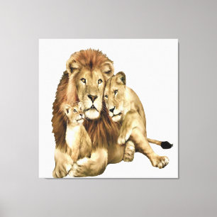 Impressão Em Tela Vintage Lion Family Art Willife