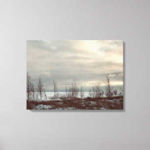 Impressão Em Tela Vintage Look Winter Beach Scense Wall Art