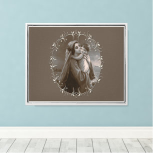 Impressão Em Tela Vintage Madonna e Child com Silver Frame