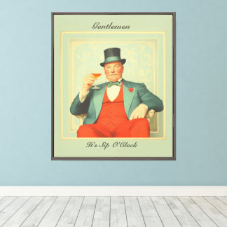 Impressão Em Tela Vintage Martini Dandy - Cavalheiros, é Sip O'Clock
