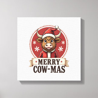 Impressão Em Tela Vintage Merry Cow-Mas Vaca das Terras Altas do Nat