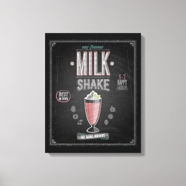 Impressão Em Tela Vintage MilkShake Poster - Quadro (Frente)
