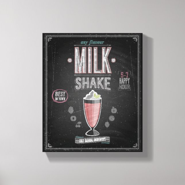 Impressão Em Tela Vintage MilkShake Poster - Quadro (Frente)