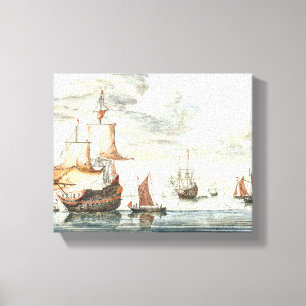 Impressão Em Tela Vintage Navega Num Mar Calmo Johan Teyler