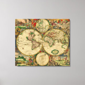 Impressão Em Tela Vintage Old World Map