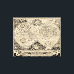 Impressão Em Tela Vintage Old World Map Beige and Black<br><div class="desc">Este antigo mapa mundial em uma tela estendida irá adicionar um senso de aventura à sua decoração doméstica.</div>