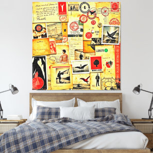Impressão Em Tela Vintage Paper Collage Art