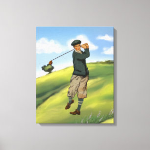 Impressão Em Tela Vintage parece Golfer Golf