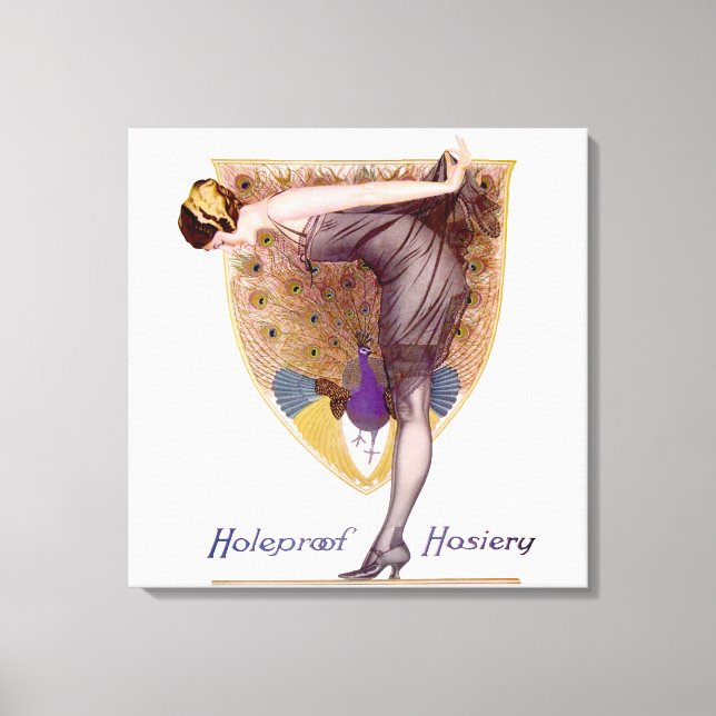 Impressão Em Tela Vintage Peacock Woman Flapper Bonito (Frente)