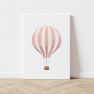 Impressão Em Tela Vintage Pink Watercolor Balon Ar Quente
