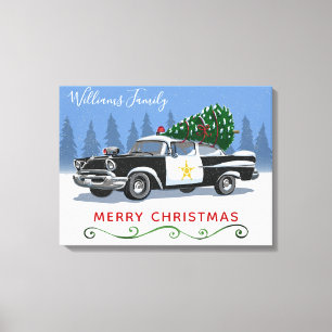 Impressão Em Tela Vintage Police Carry Merry Christmas Monogram