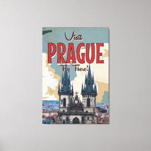 Impressão Em Tela Vintage Praga, poster de viagens da república
