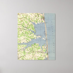 Impressão Em Tela Vintage Rehoboth & Bethany Praia DE Mapa (1944)