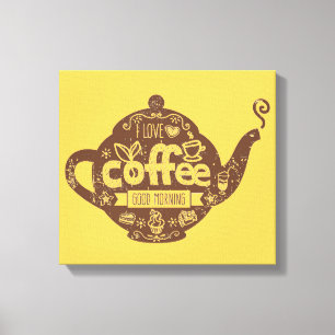 Impressão Em Tela Vintage retro dos amantes do café eu amo o pote d
