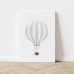 Impressão Em Tela Vintage Sage Green Watercolor Balon Ar Quente<br><div class="desc">Este impressão de balão de ar quente de coloração aquática de vintage é uma bela maneira de decorar seu quarto de berçário,  quarto de crianças,  ou qualquer espaço com viagem.</div>