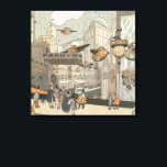 Impressão Em Tela Vintage Science Fiction Urban Paris, Steam Punk<br><div class="desc">Ilustração vítrea Vintage punk vapor vitoriano Science Fiction viagem futurista e metrópole de transporte. A cidade de Paris,  a França,  no futuro,  com aviões de dimensão pessoal em vez de carros e a estação de metro Gare du Nord.</div>