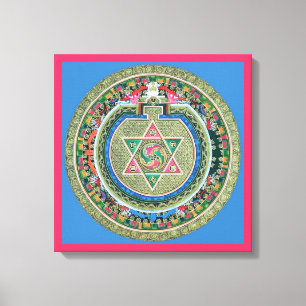 Impressão Em Tela Vintage Tibetano - Budismo Tantrítico Mandala Wall