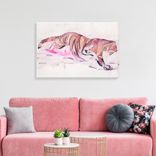 Impressão Em Tela Vintage Tiger (Insitu(Sala de estar))