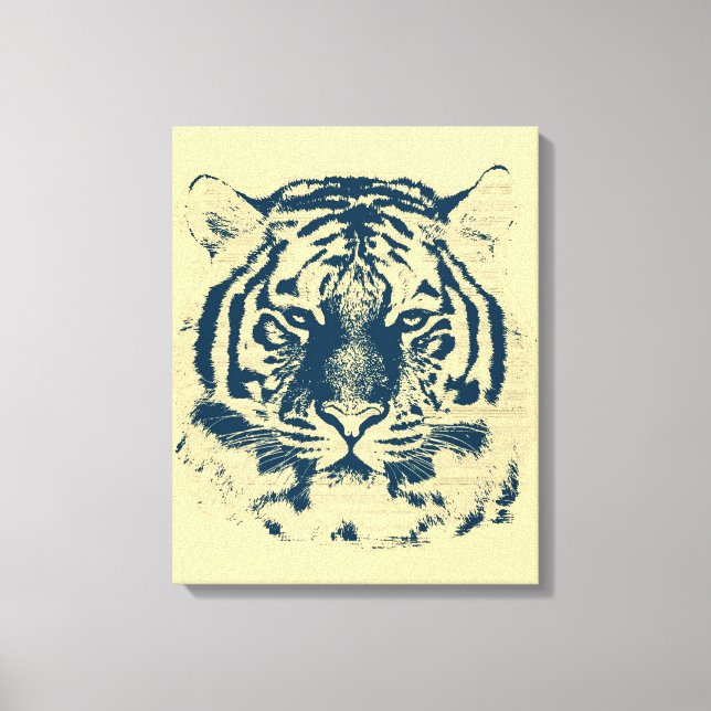 Impressão Em Tela Vintage Tigre Face Close (Fechar) (Frente)