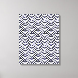 Impressão Em Tela Vintage Trendy Seigaiha — padrão oceânico japo